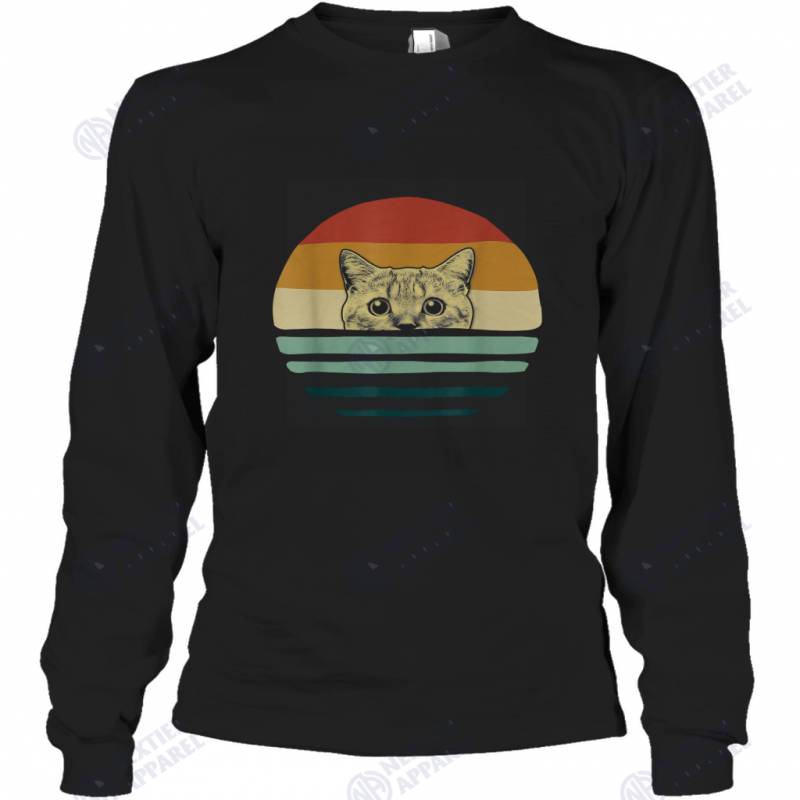 Vintage Cat t Funny Kitten Cat Lover Gift For Dad Mom Long Sleeve T-Shirt