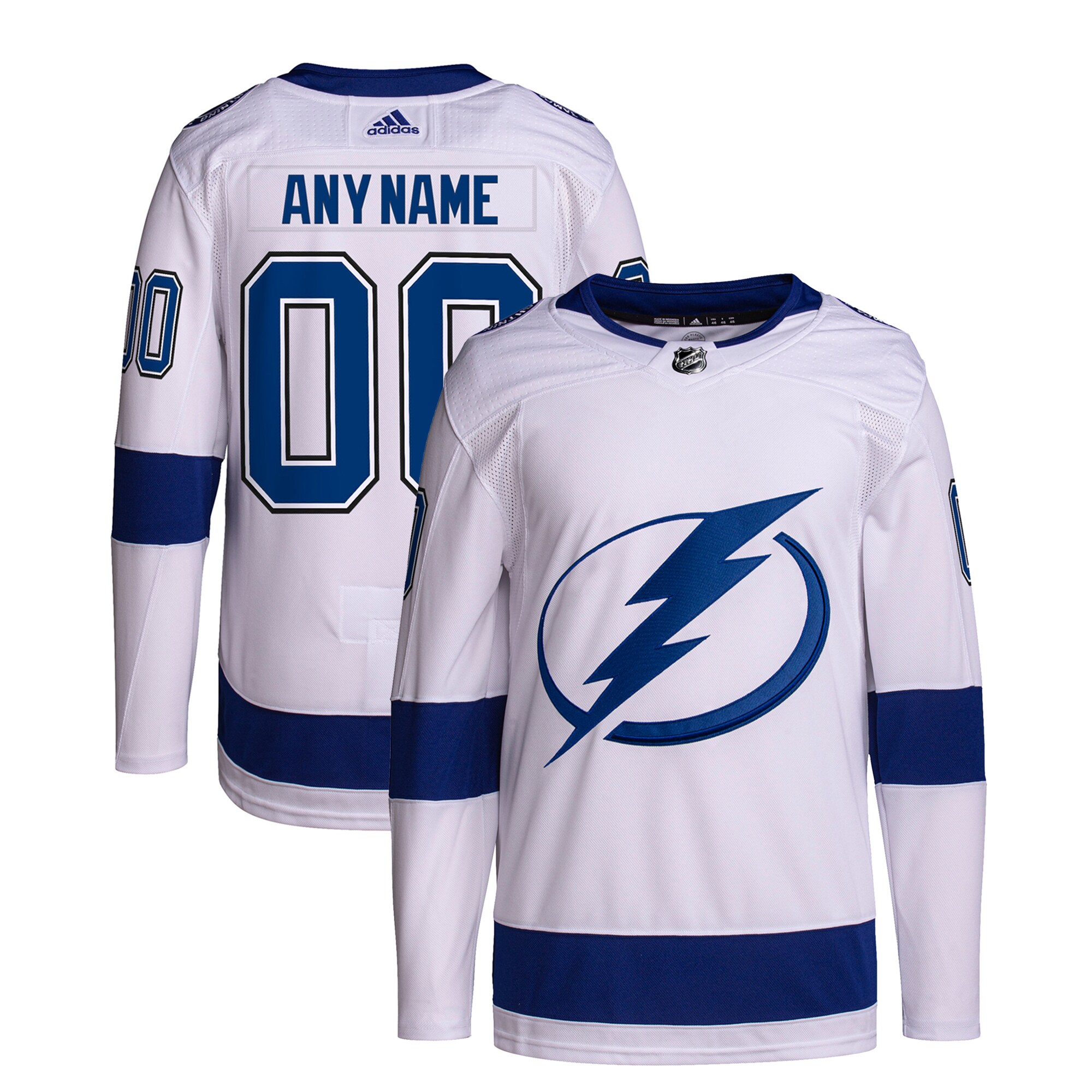 Men's Tampa Bay Lightning adidas White Away Custom Primegreen Authentic Pro Jersey