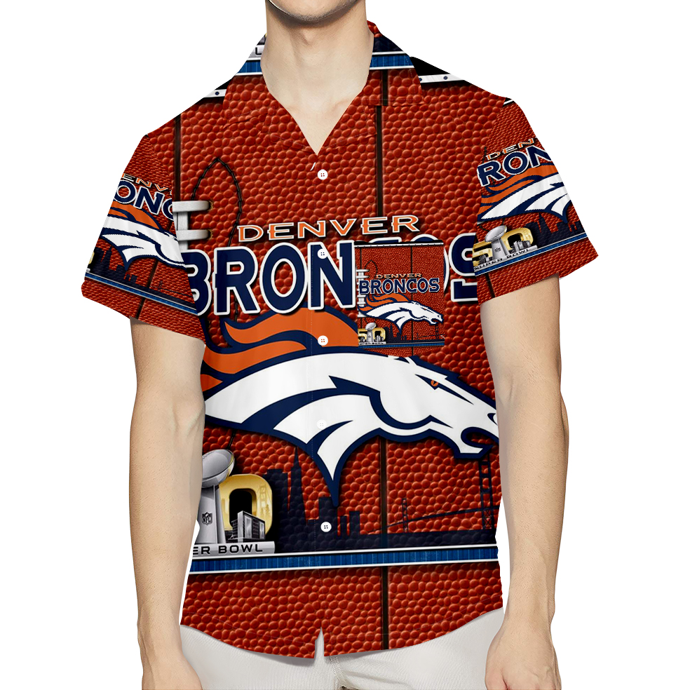 Denver Broncos Emblem V24 3D All Over Print Summer Beach Hawaiian Shirt With Pocket