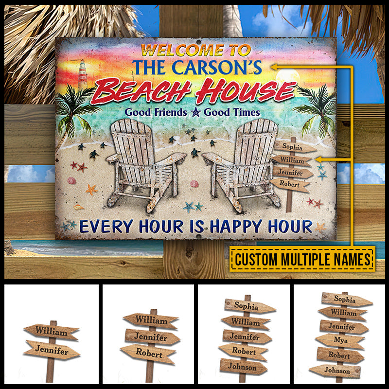 Beach House Good Friends Good Time Custom Classic Metal Signs