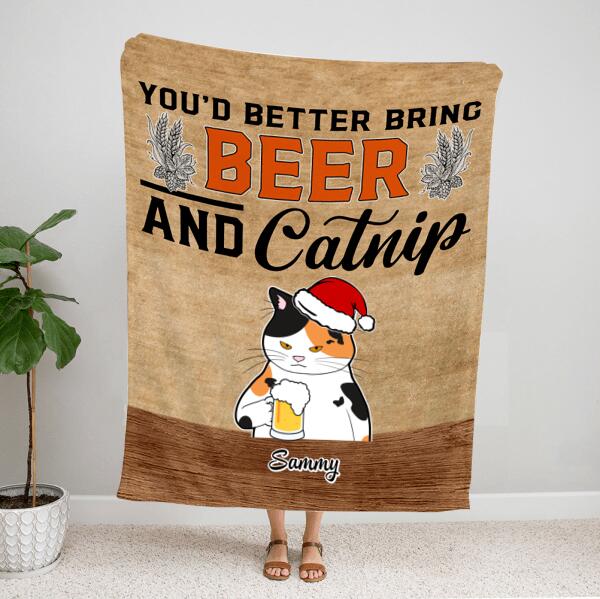 Personalized Christmas Cat Blanket – Best Christmas Gifts For Cat Lovers – Up To 4 Cats