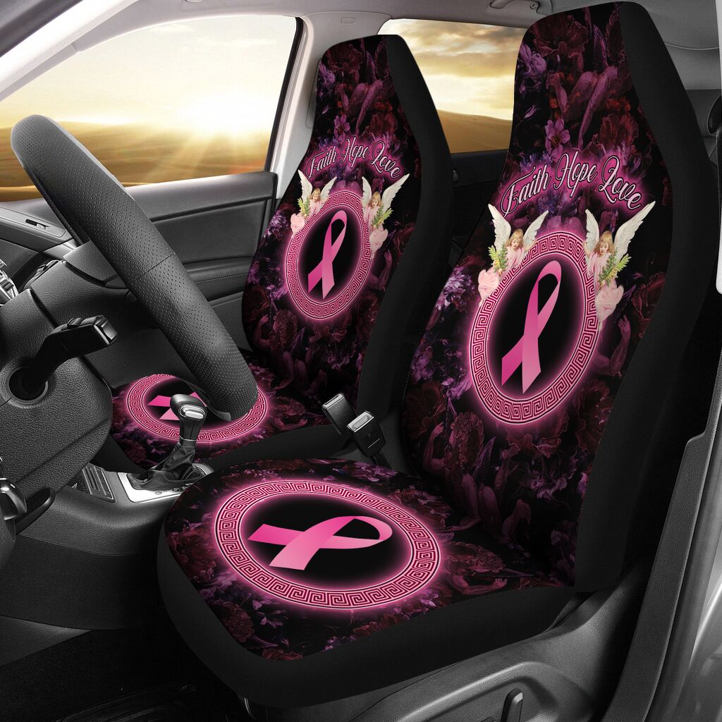 Faith Hope Love Angel Breast Cancer Awareness Seat Covers 0622