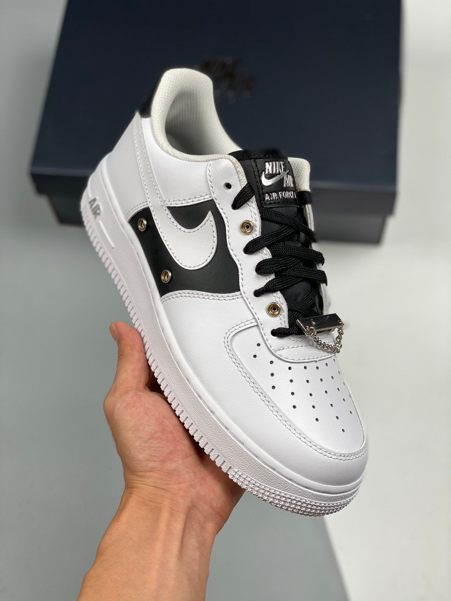 Nike Air Force 1 Low Snap Button Bling Black White 5340247