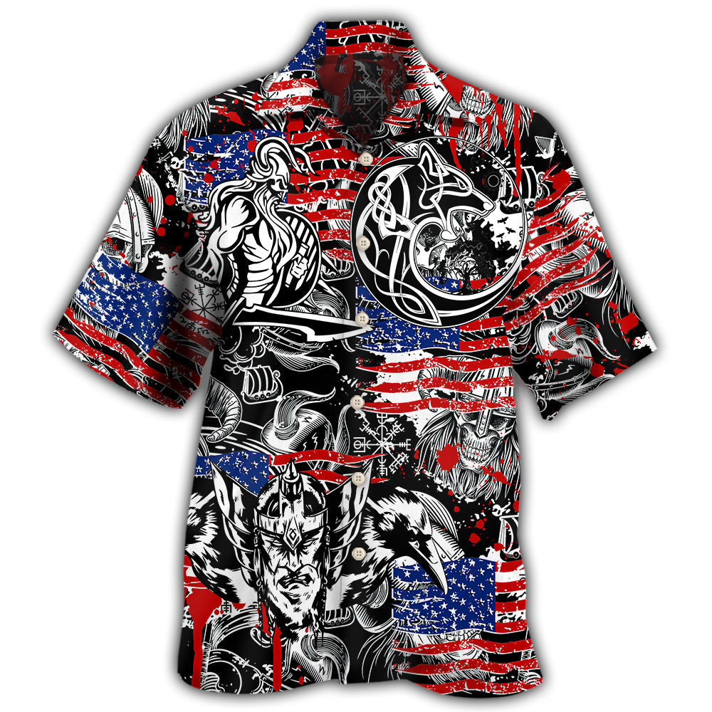 Viking Independence Day Odin Warrior And Wolf Hawaii Shirt Ha12757