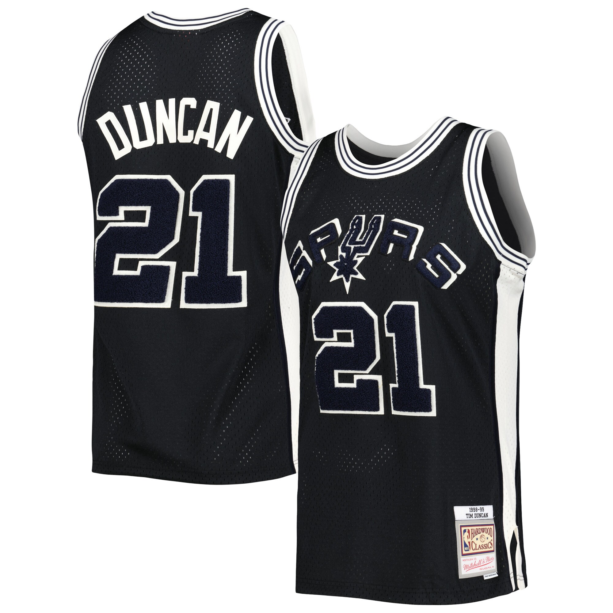 Tim Duncan San Antonio Spurs Mitchell & Ness 1998/99 Hardwood Classics Off-Court Swingman Jersey – Black