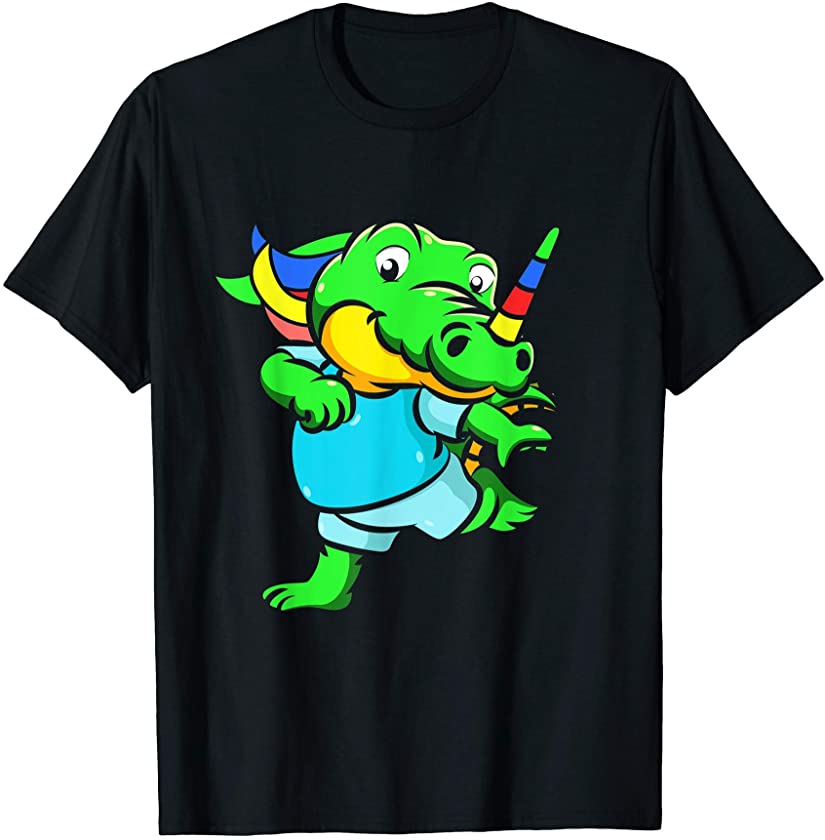 Alligator Zoo Animal Colorful Rainbow Myth Fairytale Unicorn T-Shirt