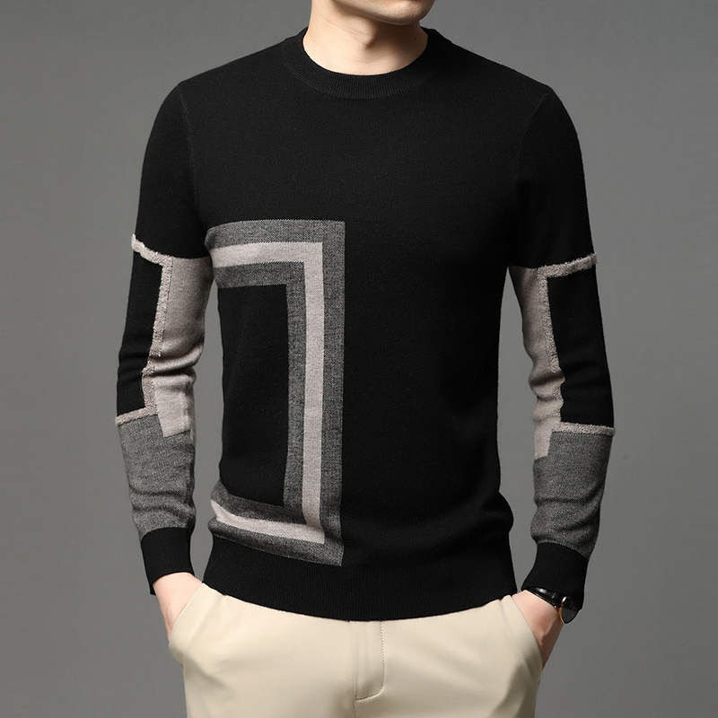 2022 New Fashion High End Designer Brand Mens Knit Black Wool Pullover Sweater Crew Neck Autum Winter Casual Jumper Mens Clothes alx