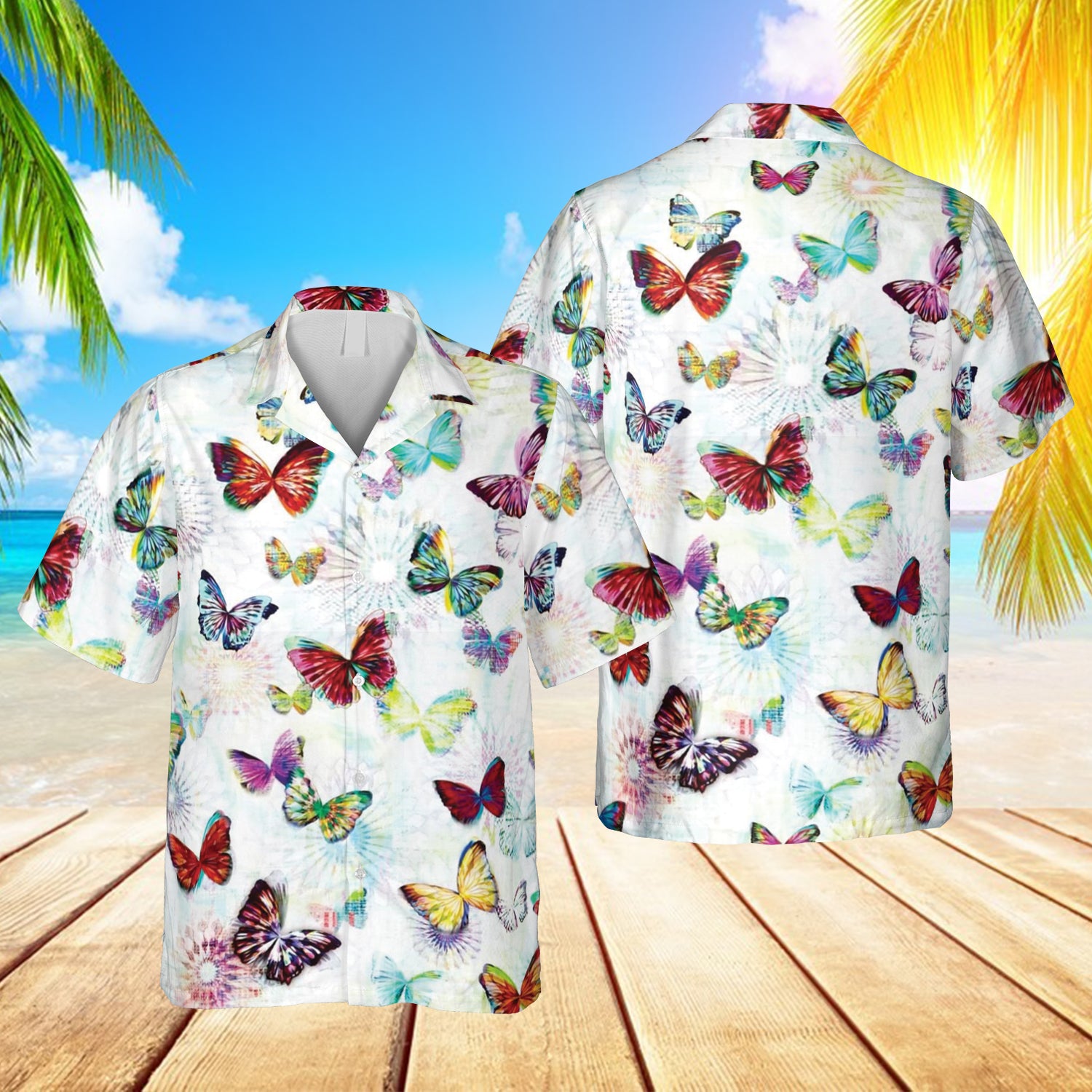 Funny Butterfly White Hawaiian Summer Outfit Ha97707