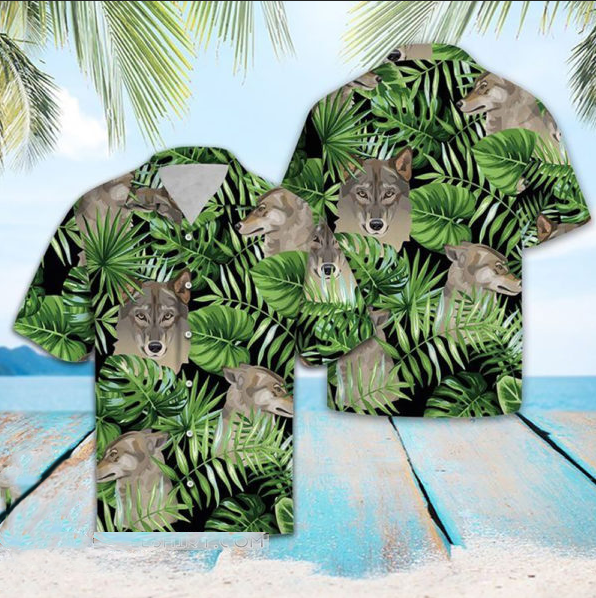 Tropical Wolf Hawaiian Shirt | Unisex | Adult | HW4415