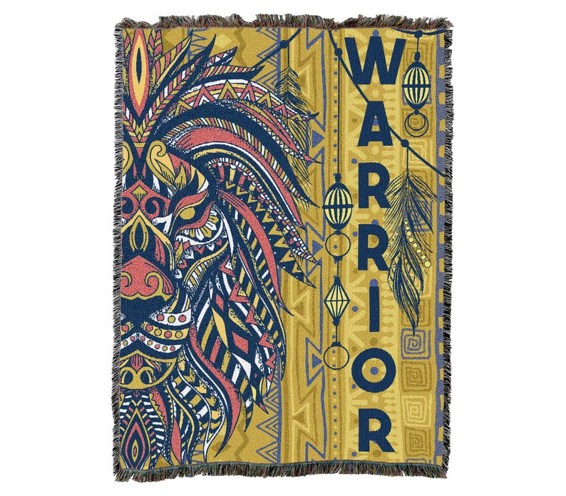 Warrior Lion  Brave Lion Vintage Retro Style Couch Sofa Blanket,  Woven Throw Blanket Home Decor