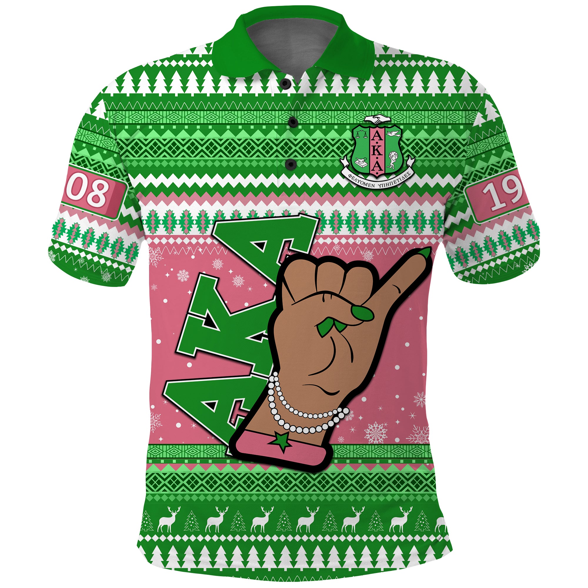 Alpha Kappa Alpha Christmas Polo Shirt African Pattern Lt13