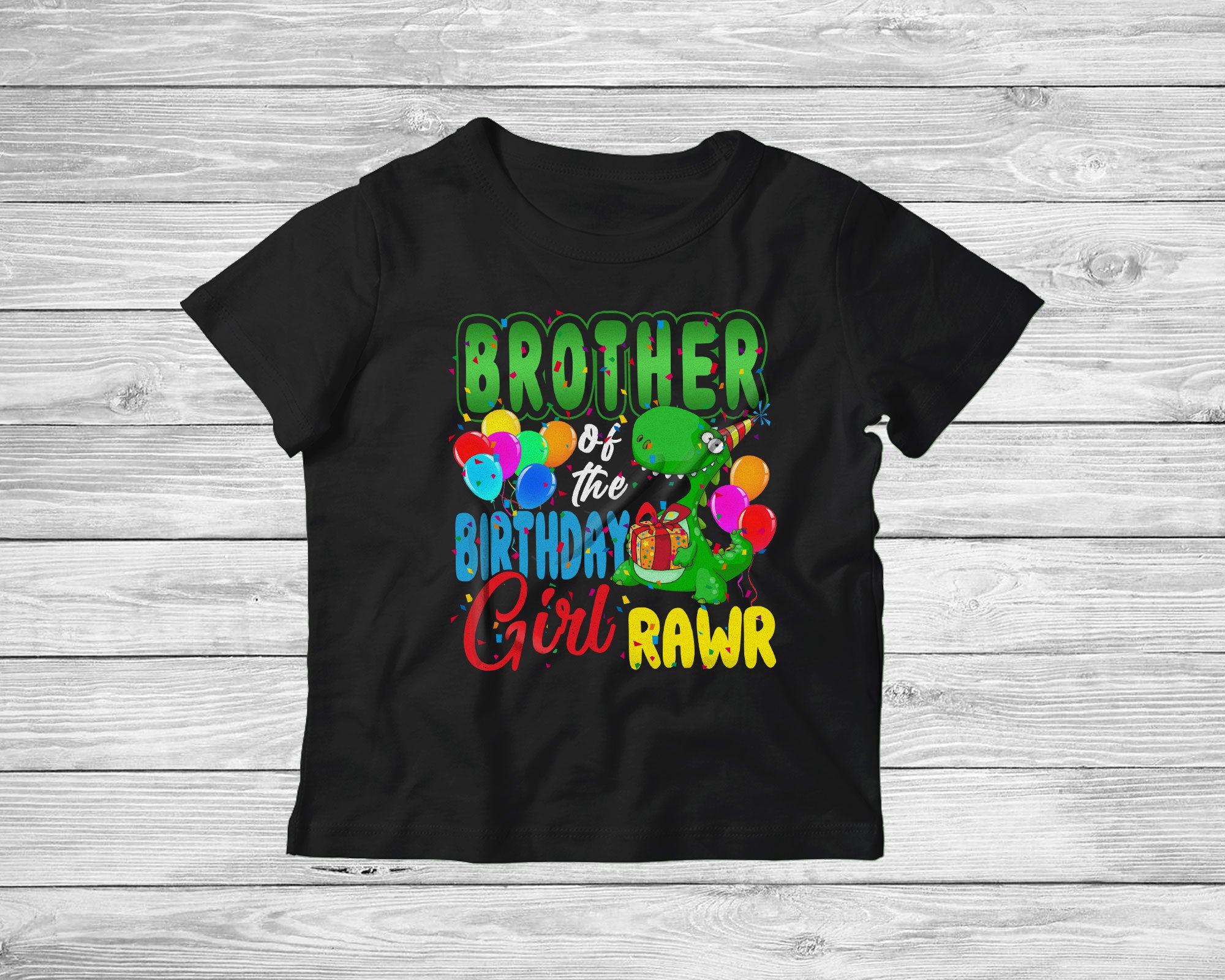 Brother Of The Birthday Girl Rawr Funny Cute Birthday Kids T-Rex Dinosaur Family Lover Gifts T-Shirt