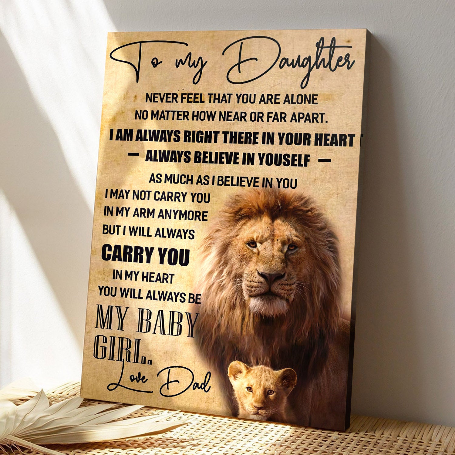 To My Daughter – Lion Dad – I Am Always Right There In Your Heart – Dad Daughter Canvas Prints – Best Gift For  Daughter – Ciaocustom