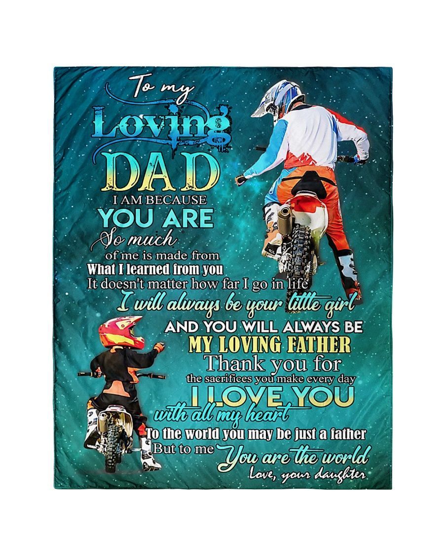 To My Dad Motocross From Daughter I Love You With All My Heart Gift For Birthday Gift For Fathers Day Home Decor Fleece Blanket AADRU AKCHIN