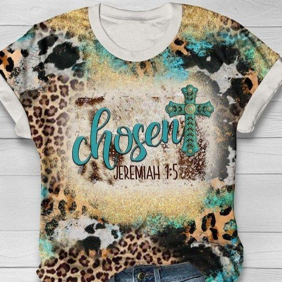 Bible Verses Leopard 3D T-Shirt – Chosen Hoodies Long Sleeve Gifts For Holy Week – T218