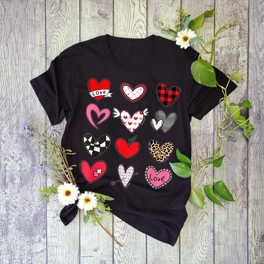 shirt for girls leopard buffalo plaid hearts t-shirt – GST