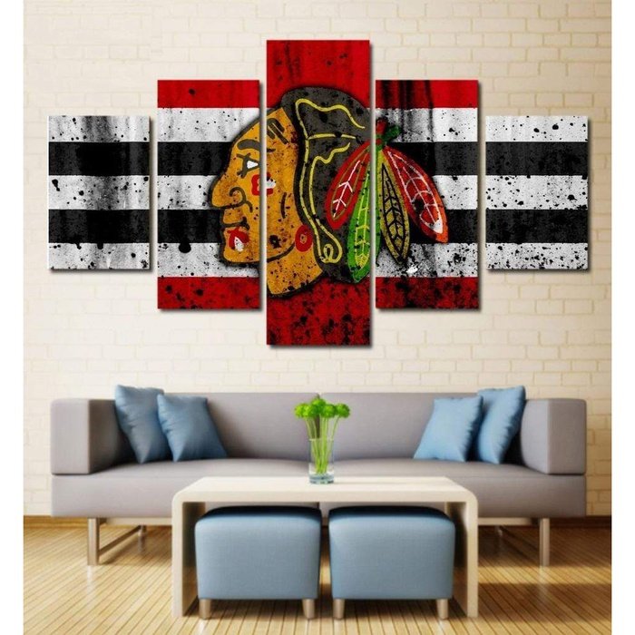 Chicago Blackhawks Wall Art Painting Canvas Hockey Poster Hd 9774