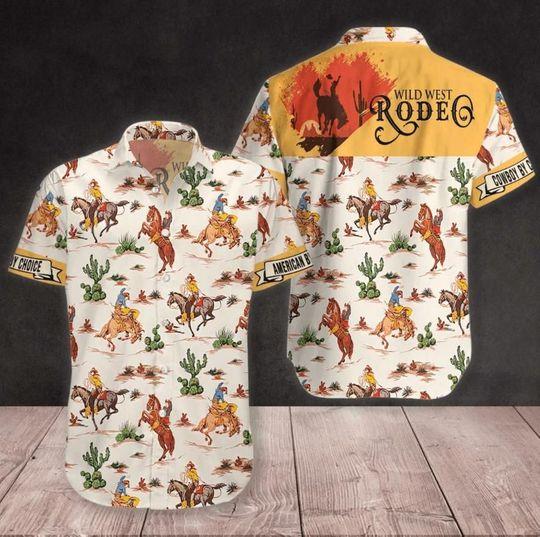 Wild West Rodeo Cowboy Colorful Aloha Hawaii Shirts For Men Women Ha77351