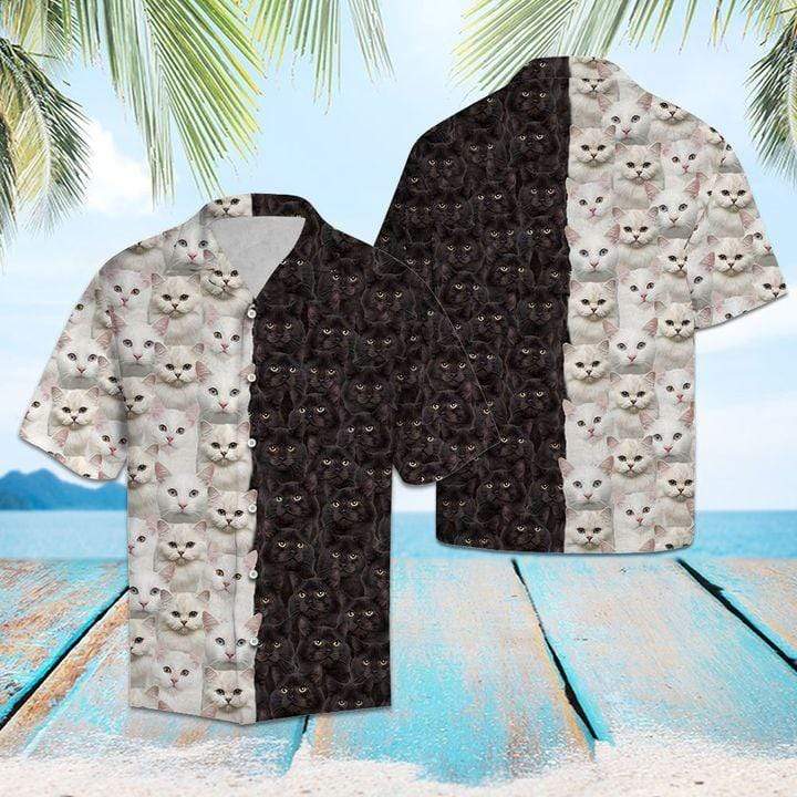 Black And White Cat Lover Unisex Hawaii Shirts Ha29716