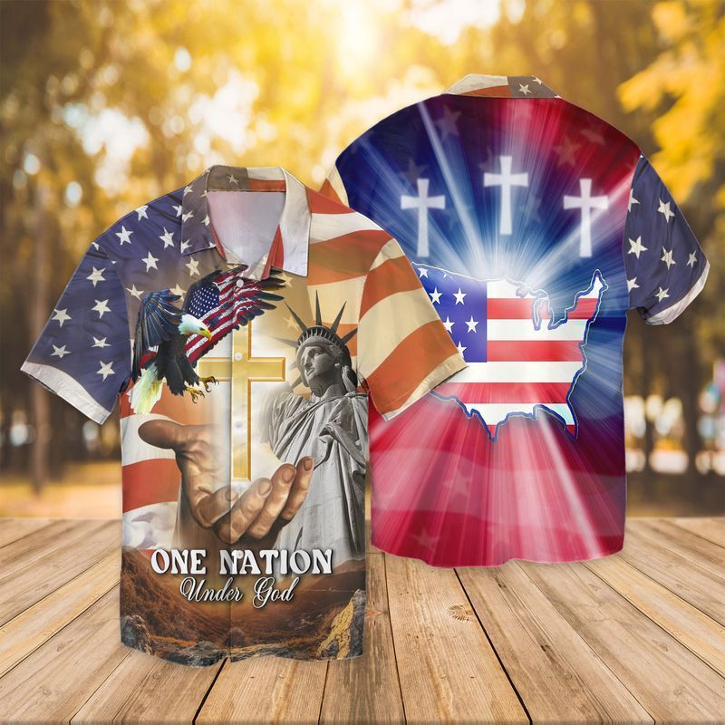 Of July Independence Day American Flag Jesus One Mation Under God Eagle Hawaii Shirt Ha82867