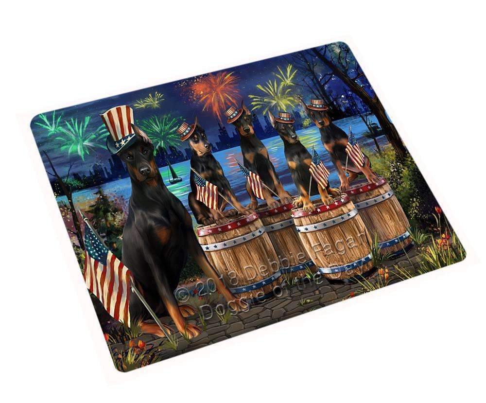 4Th Of July Independence Day Fireworks Doberman Pinschers At The Lake Blanket Blnkt75378