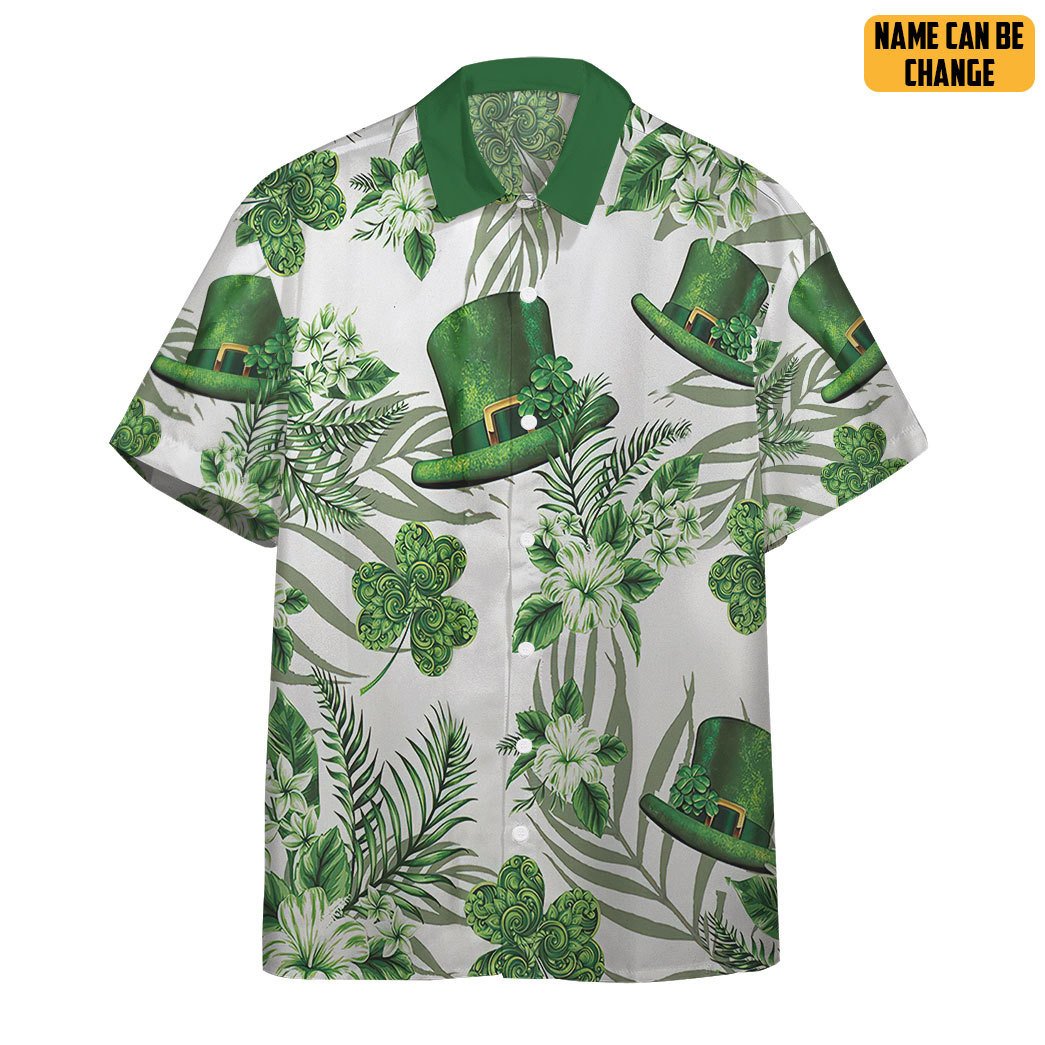 Gearhumans Erin Go Braugh Ireland Green Hat And Shamrock Custom Name Hawaii Shirt Ha84795