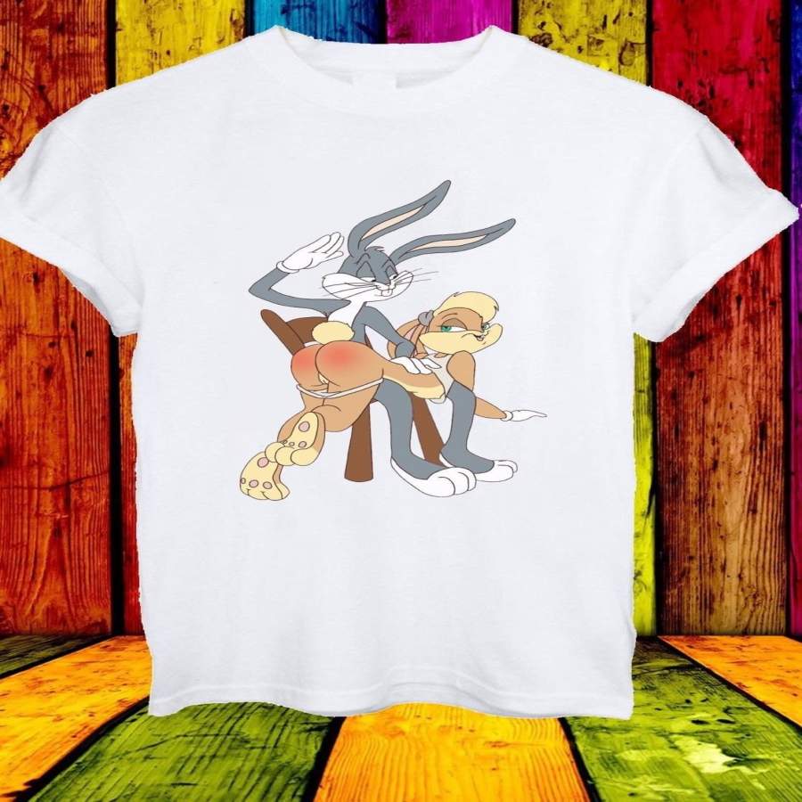 YPS Bugs Lola Bunny Spank Cartoon Funny White Tee Shirt