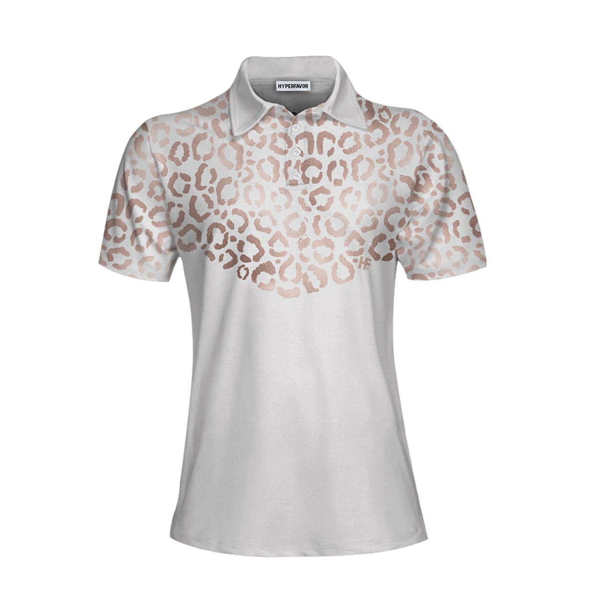 Rose Gold Leopard Pattern Shirt Short Sleeve Women Polo Shirt