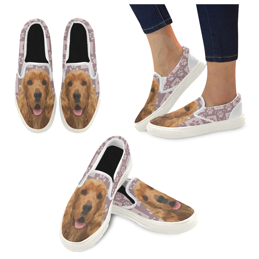 American Cocker Spaniel White Women’s Slip-on Canvas Shoes