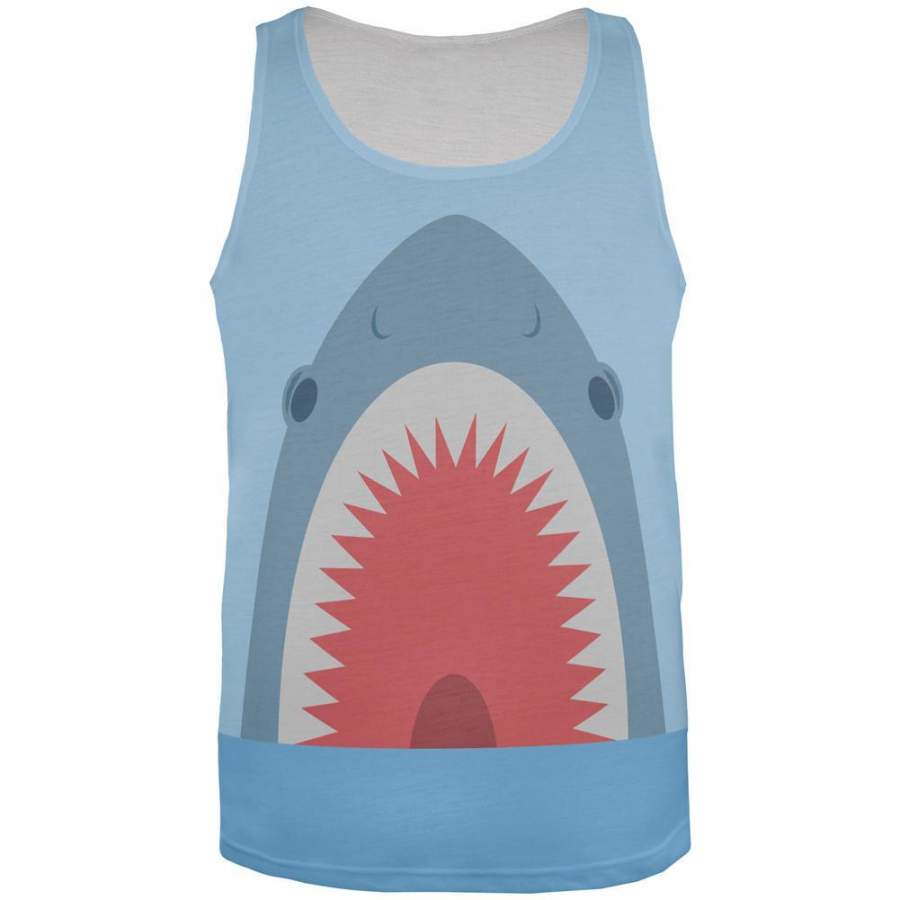 Cute Fun Shark Attack All Over Mens Tank Top