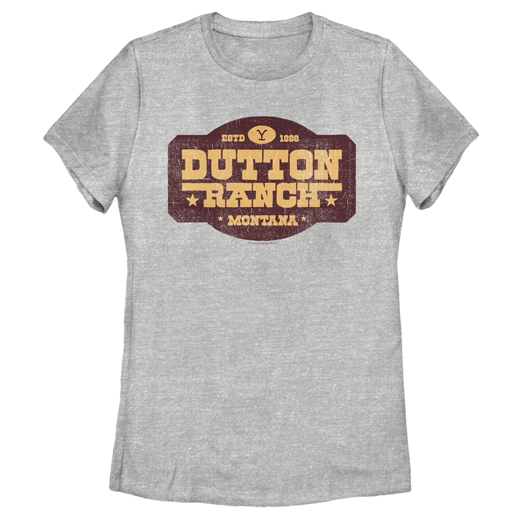 Women’S Yellowstone Distressed Dutton Ranch Montana Est 1886 Logo T-Shirt