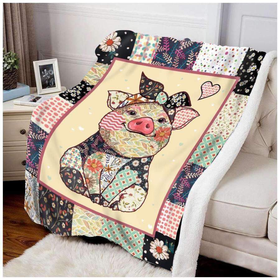 Hippie Cute Pig Special Unique Custom Design Blanket Gift For    Girl