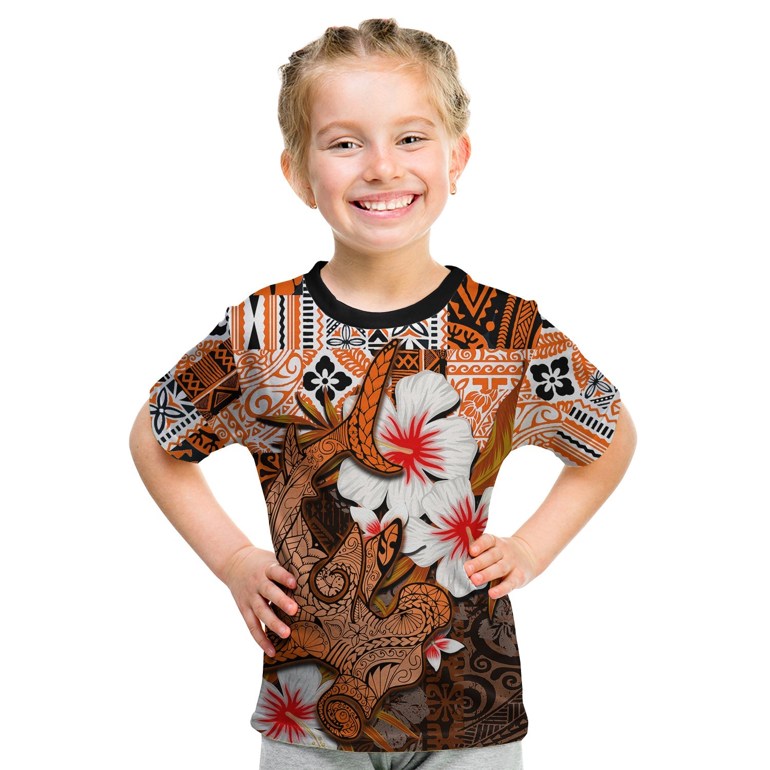 Hammerhead Shark T Shirt Kid Hawaiian Style Orange Ha83716