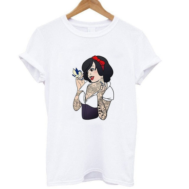 Vogue Princess Belle Snow White Ariel Jasmine Alice Cinderella Aurora T-shirt