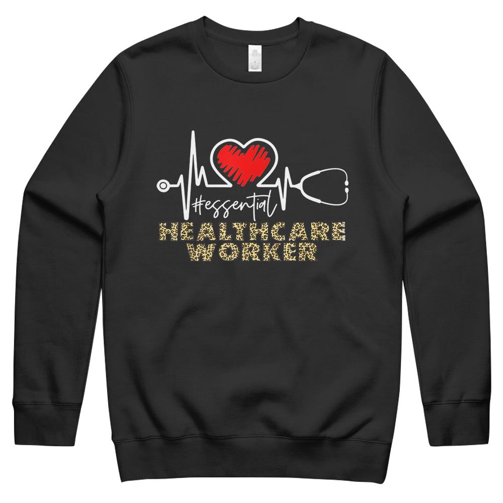 Essential Healthcare Worker Essential Worker Nursing Leopard Crewneck Sweatshirt