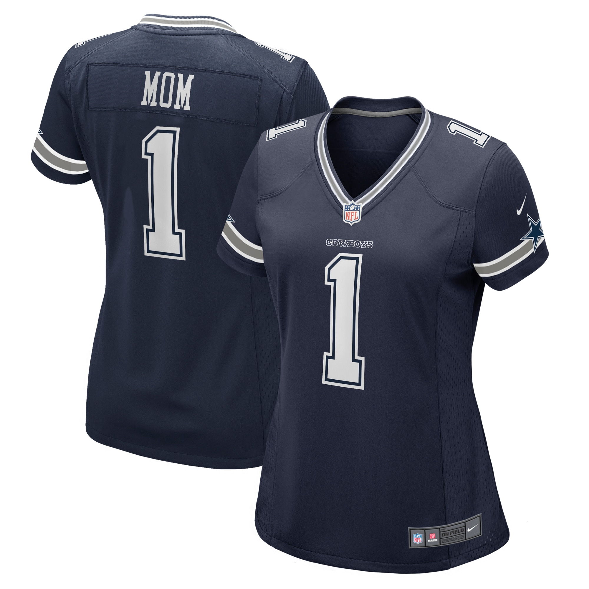 Women’s Dallas Cowboys Number 1 Mom Navy Game Jersey