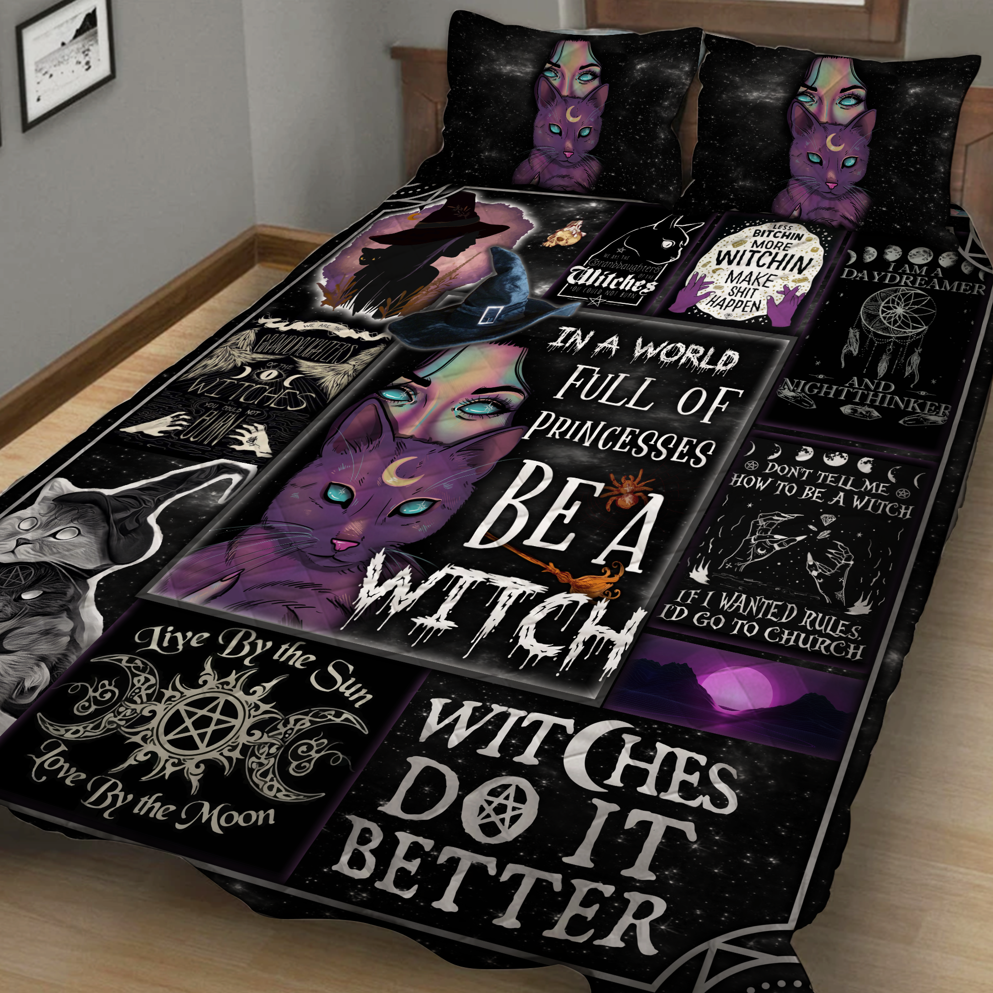 Witch. In A World Full Of Princess. Be A Witch Quilt Blanket Quilt Set