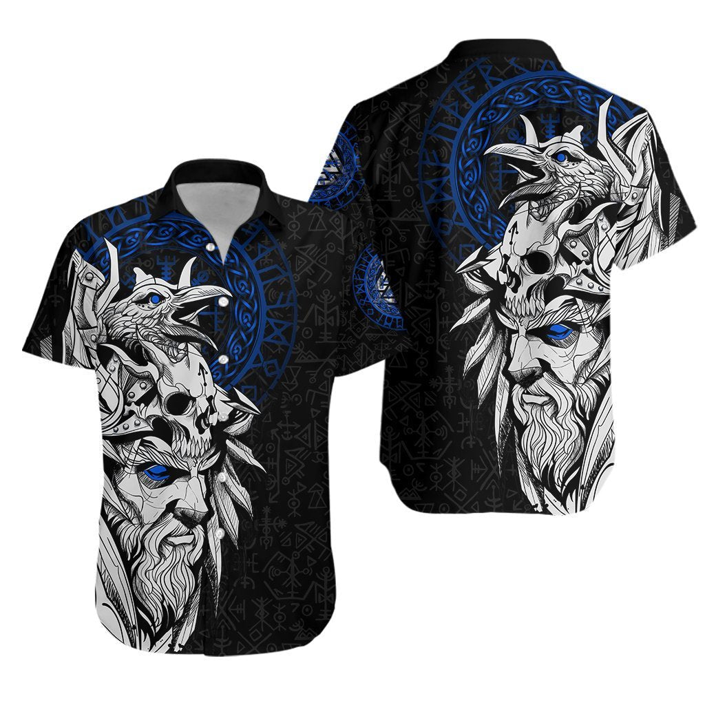 Viking Odin And Raven Blue Hawaii Shirt For Men Women Ha54113