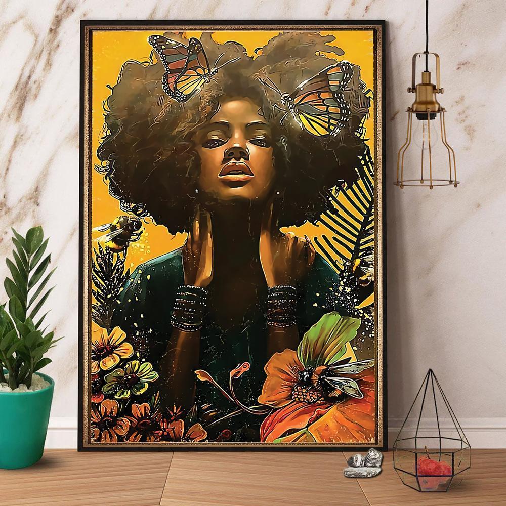 Native Black Woman With Butterfly Black Power Poster No Frame