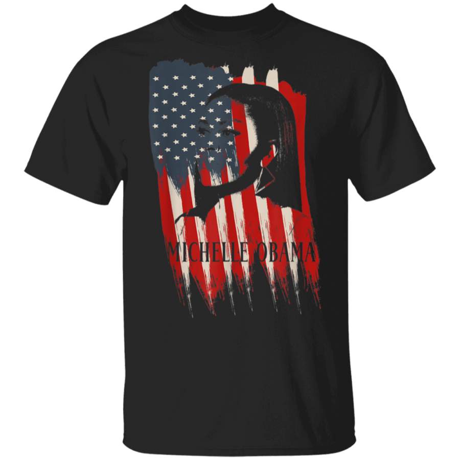 Beautiful Michelle Obama Vintage USA America Flag TShirt