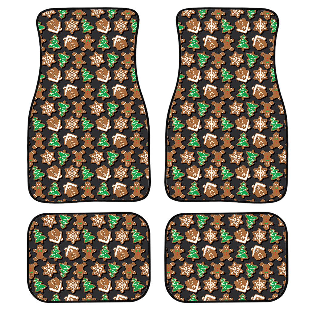 Cute Gingerbread Pattern Print Front And Back Car Floor Mats, Front Car Mat