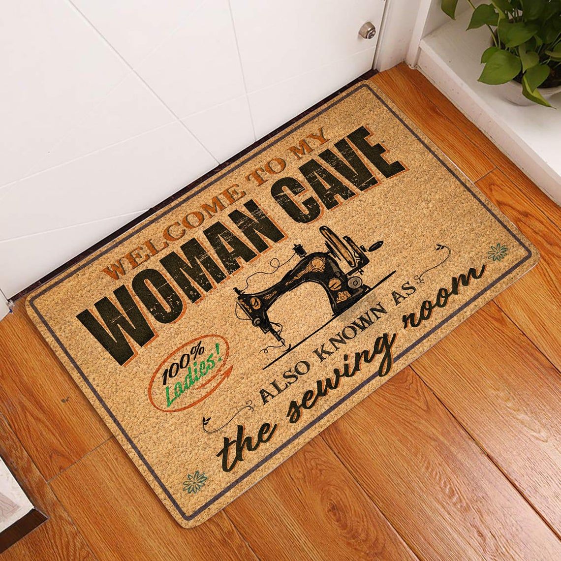 Welcome To My Woman Cave Doormat, Personalized Doormat, Quilting Room Welcome Mat, Funny Door Mat, Home Doormat, Closing Gift, New Home Tdm7