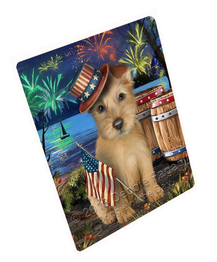 4Th Of July Independence Day Fireworks Australian Terrier Dog At The Lake Blanket Blnkt75846