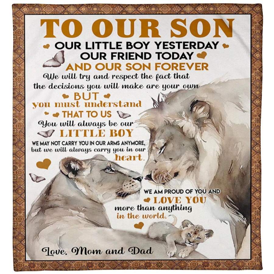 To Our Son Blanket – Lion family blanket – We are pround of you