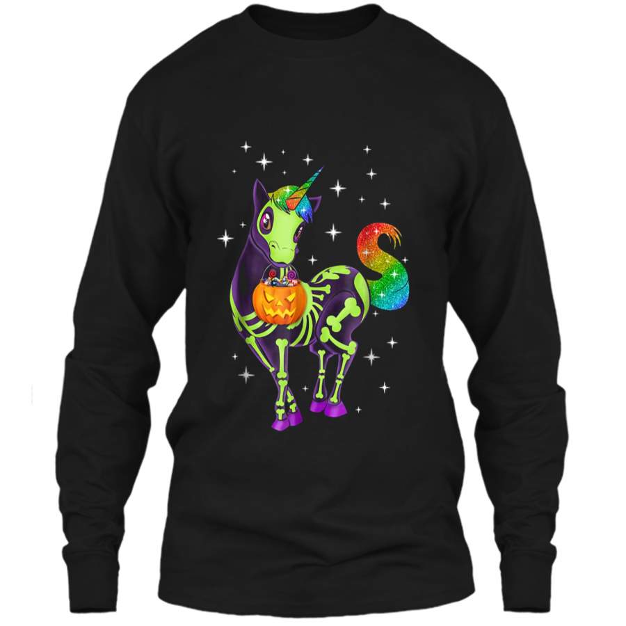 Unicorn Skeleton Halloween Magical Candy Glow Gift  LS Ultra Cotton Tshirt