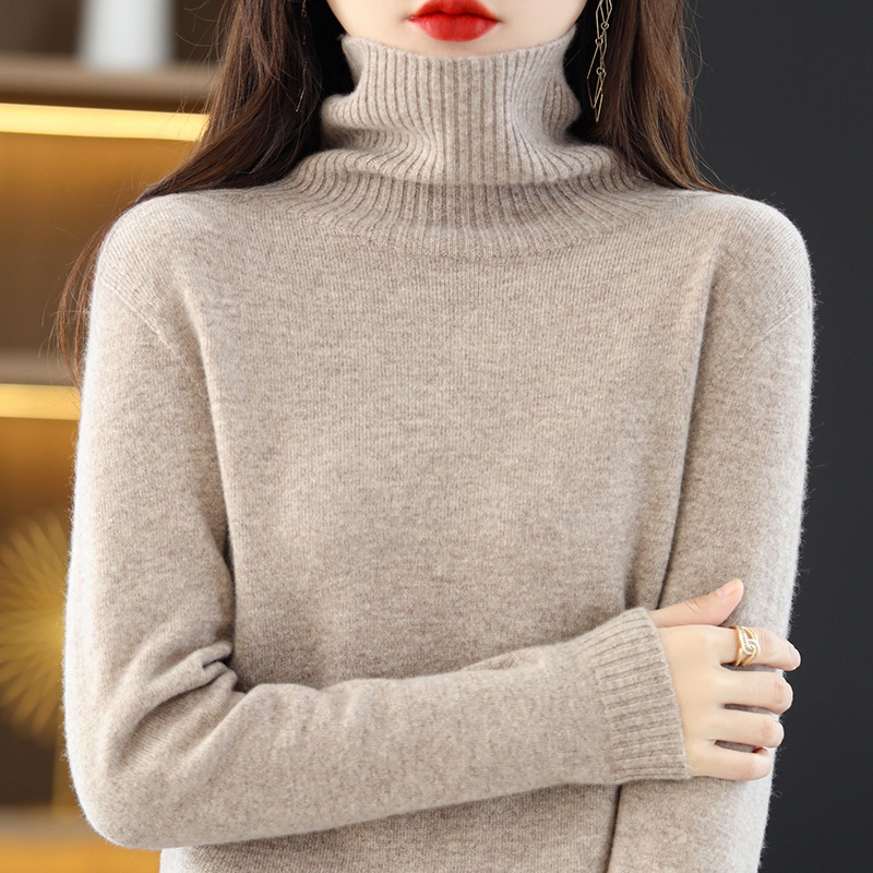 Women’s 2022 Autumn And Winter New Wool Sweater Turtleneck Pullover Sweater Knitted Loose Solid Color Bottoming Top alx