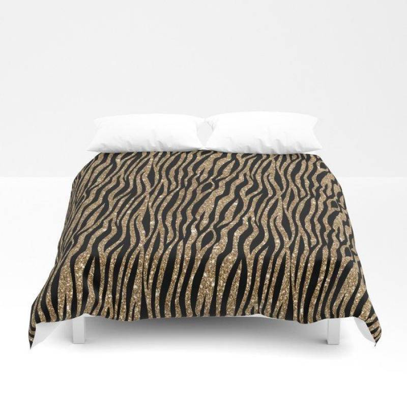 3D Black & Gold Glitter Animal Print Duvet Cover Bedding Sets