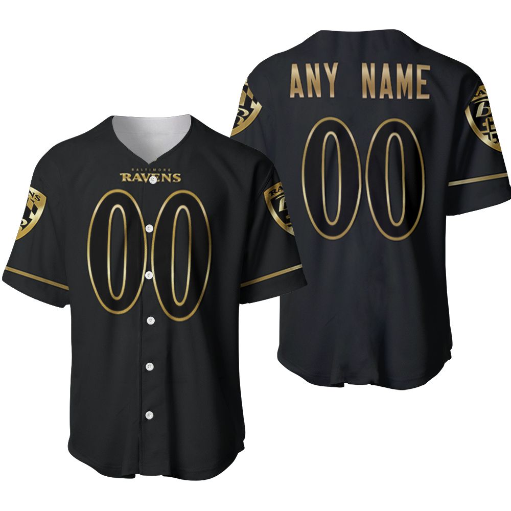 Baltimore Ravens NFL American Team Black Golden Brandedition Vapor 3D Designed Allover Custom Gift For Baltimore Fans Baseball Jersey