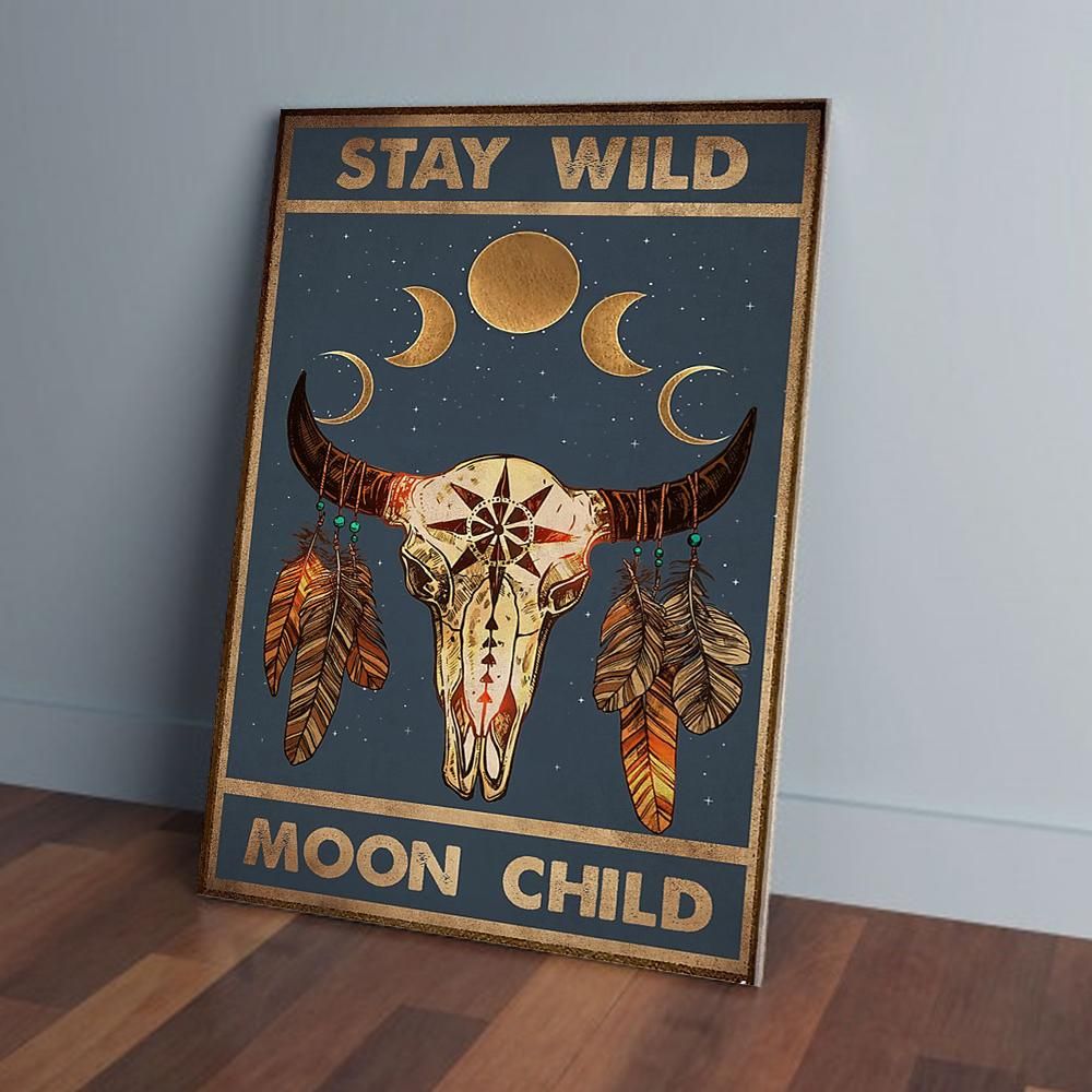 Stay Wild Moon Child Animal Skull Hippie Matte Canvas