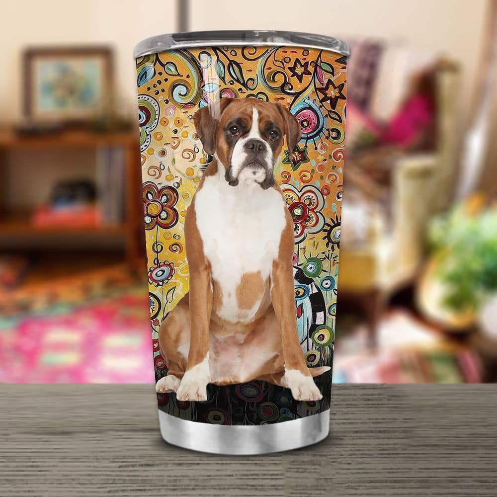 Boxer Paint My Boxer Flower Tumbler